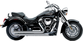 Cobra Speedster Slashdown exhaust for Kawasaki Vn2000 2004-2010, showing the black metal construction and slashdown design.