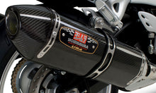 Load image into Gallery viewer, Yoshimura Street R-77 slip-on exhaust with dual stainless steel and carbon fiber components, designed for motorcycle performance.