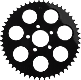 HardDrive Gloss Black Rear Sprocket 51T for Big Twin 2000-2013 motorcycles, showcasing the durable metal finish and gear teeth.