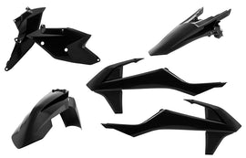 Acerbis black plastic kit with various panels and components for motorcycle customization and repair.