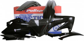 Polisport Plastics black plastic body kit for motorcycles, model 64-90177, shown in the image with detailed panels and components.