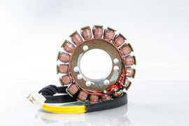 Ricks Motorsport Electric Stator 27-21407 for motorcycle electrical systems, showing the coil and mounting hardware.