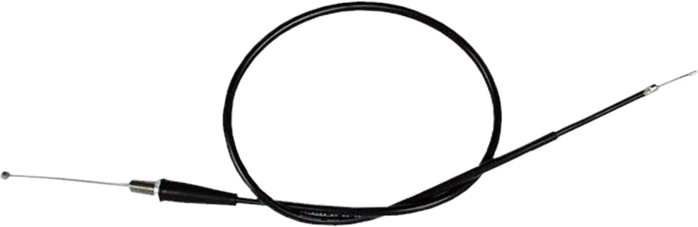 Motion Pro replacement twist throttle cable for motorcycles, showing the black cable and connectors on a neutral background.