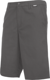 Dark grey Fly Racing Fly Stock shorts in size 32, featuring a comfortable fit and casual style with logo details.