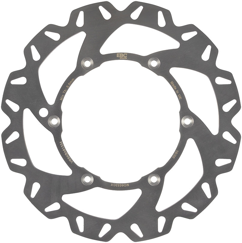 EBC Motorcycle Brakes CX Extreme front brake rotor with vented design and black finish, suitable for high-performance motorcycle braking.