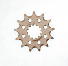 Steel front sprocket by Supersprox, 13-tooth for Husqvarna and KTM motorcycles, with 428 chain compatibility.
