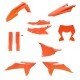 Acerbis full orange plastic body kit for motorcycle, including front and side panels, designed for Acerbis models.