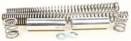 Patriot 49mm lowering fork springs for motorcycle suspension, showing the coil springs with metal finish and branding details.