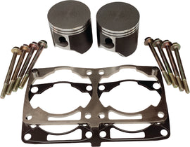Straightline Performance Fix It Piston Kit for engine, polished metal piston components with branding details visible.