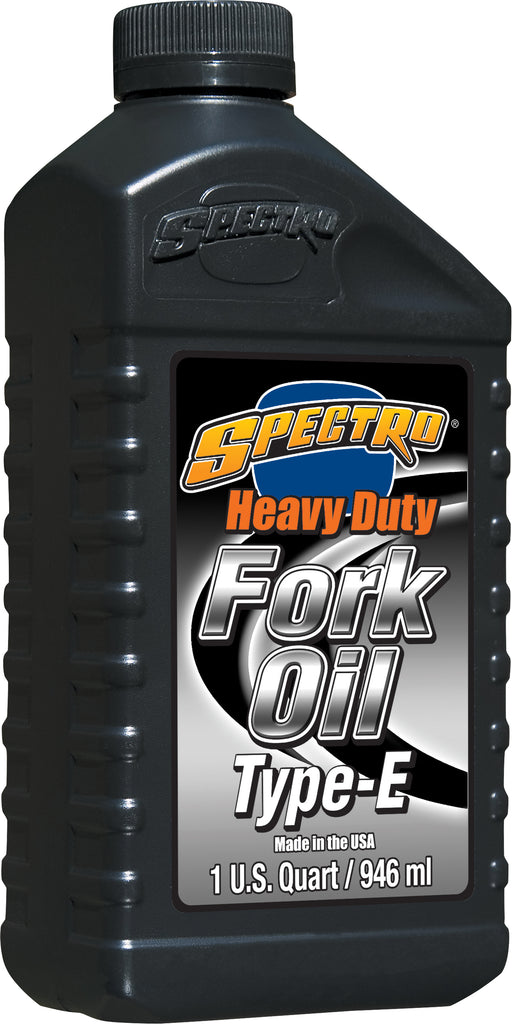 Spectro HD Fork Oil Type-E SAE 20 in a 1-quart container, used for motorcycle suspension fork lubrication and maintenance.