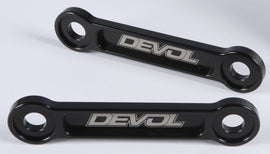 Devol Lowering Link Pull-Rod for suspension, 1.75-inch lowering, shown in black finish with mounting points.