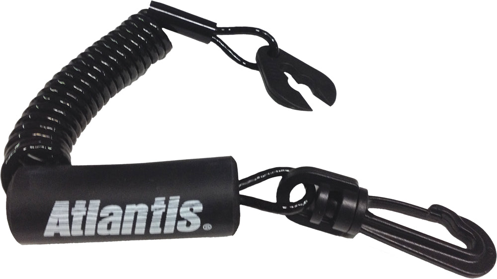 Black Atlantis Performance Lanyard accessory with adjustable strap and metal clip, designed for secure ID or badge carrying.