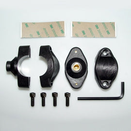 National Cycle Quickset 1-inch handlebar clamps, black metal with mounting bolts, designed for motorcycle handlebars.