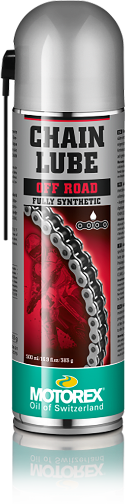 Motorex Chain Lube Offroad 500ml bottle, offroad motorcycle chain lubricant, with product label visible.