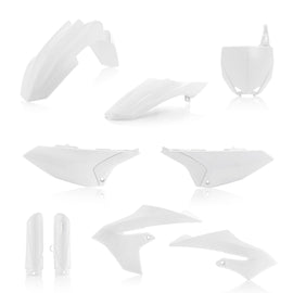 Acerbis white full plastic kit for motorcycle, includes various plastic panels and fairings shown in the image.