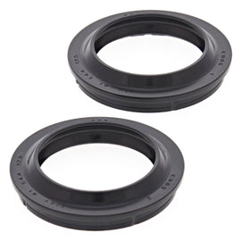 All Balls Fork Dust Seal Kit 22-57115 showing black rubber gaskets and seals for motorcycle forks on a white background