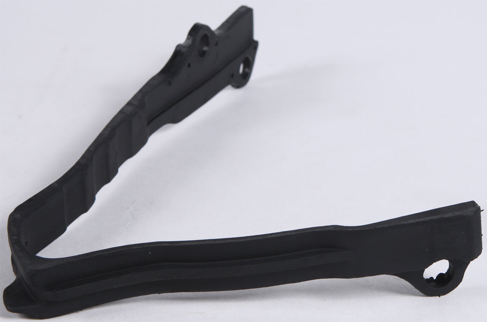 Acerbis black chain slider for drive chain, showing the durable plastic component with mounting points on a motorcycle.