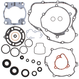 Vertex complete gasket set with oil seals, showing a variety of gaskets and seals for engine repair and maintenance.