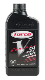 Torco V-Series ST Motor Oil 60W 1L bottle, automotive engine oil in a black and yellow container, ideal for high-performance engines.