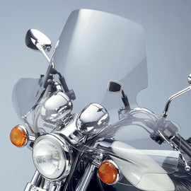 Clear National Cycle Plexistar 2 motorcycle windshield fairing for 7/8-inch handlebars, providing wind protection.