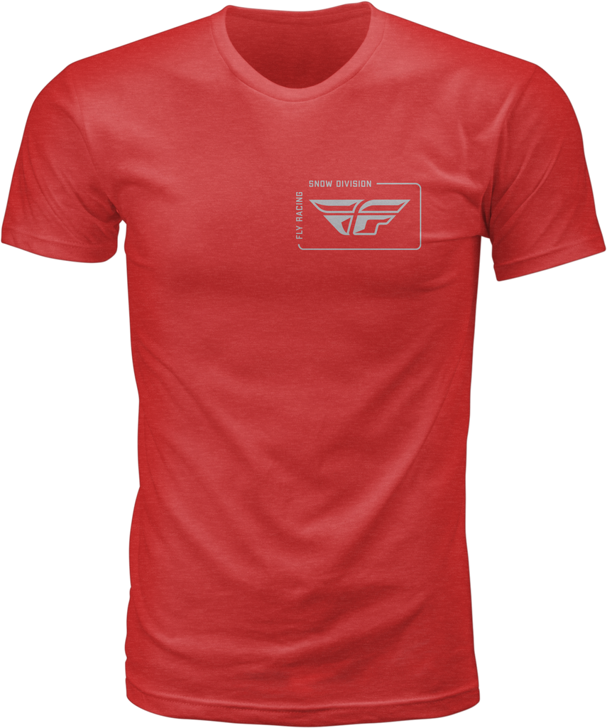 Fly Racing Fly Priorities Tee in red, size small, featuring a casual fit with the Fly Racing logo on the front.