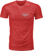 Fly Racing Fly Priorities Tee in red, size small, featuring a casual fit with the Fly Racing logo on the front.