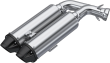 Load image into Gallery viewer, MBRP Exhaust dual slip-on system with black tips and 4-inch performance muffler for enhanced vehicle exhaust performance.