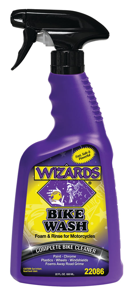 Wizards Products Bike Wash 22oz bottle of cleaning chemicals for bicycles with a clear label and cap.