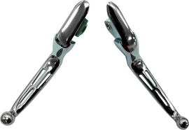 HardDrive chrome slotted lever set for Softail 2015-2024 motorcycles, includes cable, designed for easy installation and durability.