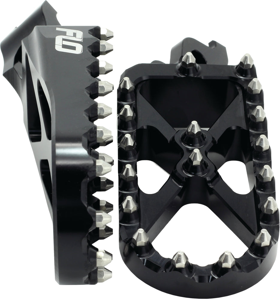 Flo Motorsports Adventure Snow Footpeg in black, featuring textured surface and mounting hardware for off-road or snow vehicle use.