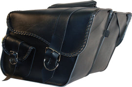 Willie & Max Super Slant braided ranger luggage bag with 16x11x6.5-inch dimensions, featuring braided leather design.