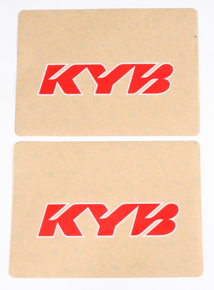 DCOR upper fork decal with Kyb red graphics for motorcycle forks, featuring bold red and black design details.