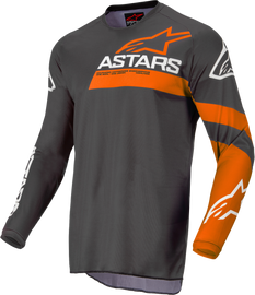 Alpine Star Fluid Chaser Jersey in anthracite and coral fluo, featuring lightweight fabric with sleek design and breathable fit.