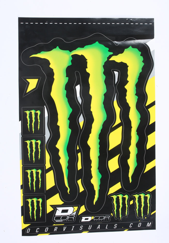 DCOR Monster Claw decal sheet with graphic designs, 4 mil thick vinyl, featuring bold monster claw motifs on a decal sheet.