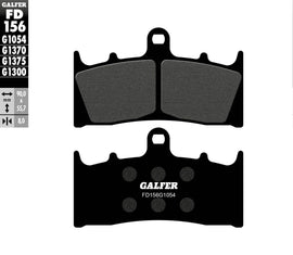 GALFER semi-metallic brake pads FD156G1054 for motorcycles, showing the brake pad with metallic surface and branding.