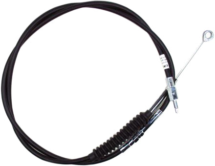 Motion Pro black vinyl clutch cable for hydraulic control lines with durable black vinyl coating and metal fittings.