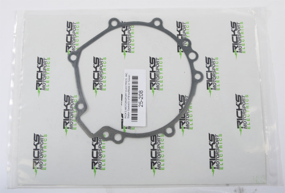 Ricks Motorsport Electric stator cover gasket for motorcycle, black rubber seal with textured surface, designed for engine protection.