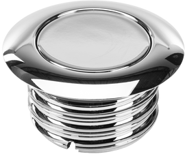 HardDrive vented chrome gas cap with pop-up design and venting features, compatible with specific vehicle models.