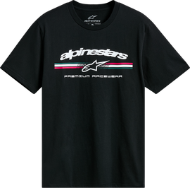 Black Alpine Star Prevail Ss Csf Tee in Medium size with graphic design, casual short-sleeve t-shirt for everyday wear.