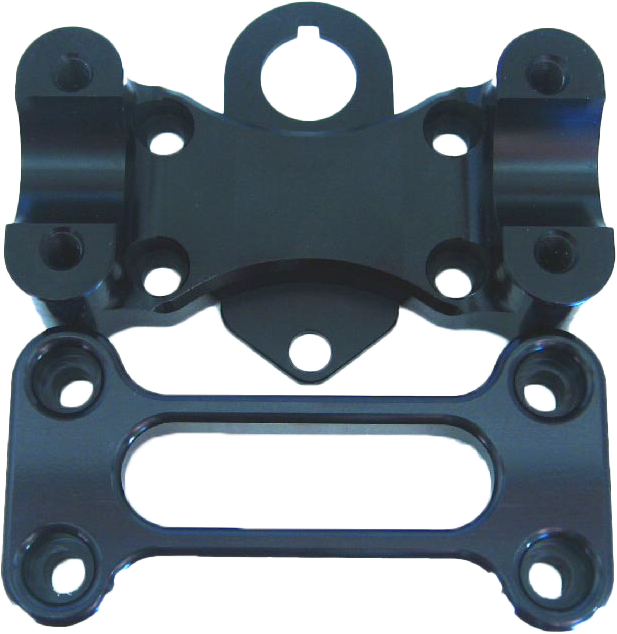 ModQuad 1-1/8-inch handlebar adapter for Banshee, fitting all stock Banshee stems, shown on handlebars.