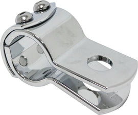 HardDrive three-piece frame clamp in chrome, 7/8 inch size, used for securing vehicle frames or similar applications.