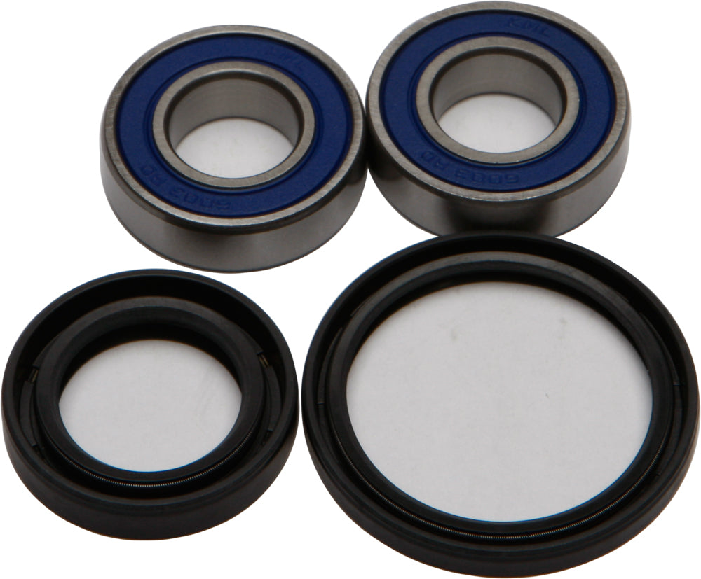 All Balls front wheel bearing and seal kit 22-51076 with bearings and seals arranged in packaging for motorcycle maintenance