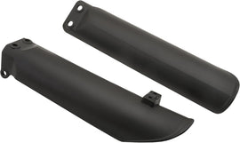 Acerbis black fork guard for motorcycle suspension, featuring a sleek design and durable plastic construction.