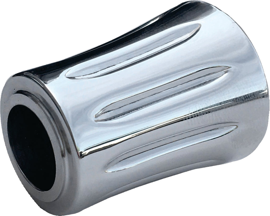 Chrome Accutronix Diamond Shift Eliminator foot controls for motorcycles, showcasing detailed diamond pattern and sleek finish.