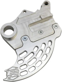 Enduro Engineering rear disc guard for Suzuki motocross bike, made of durable black material, protects the rear brake disc.