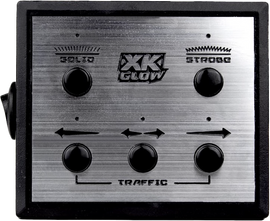 XK Glow Strobe Light Series Controller 653-0137 for illumination systems, featuring buttons and connection ports on a white background.