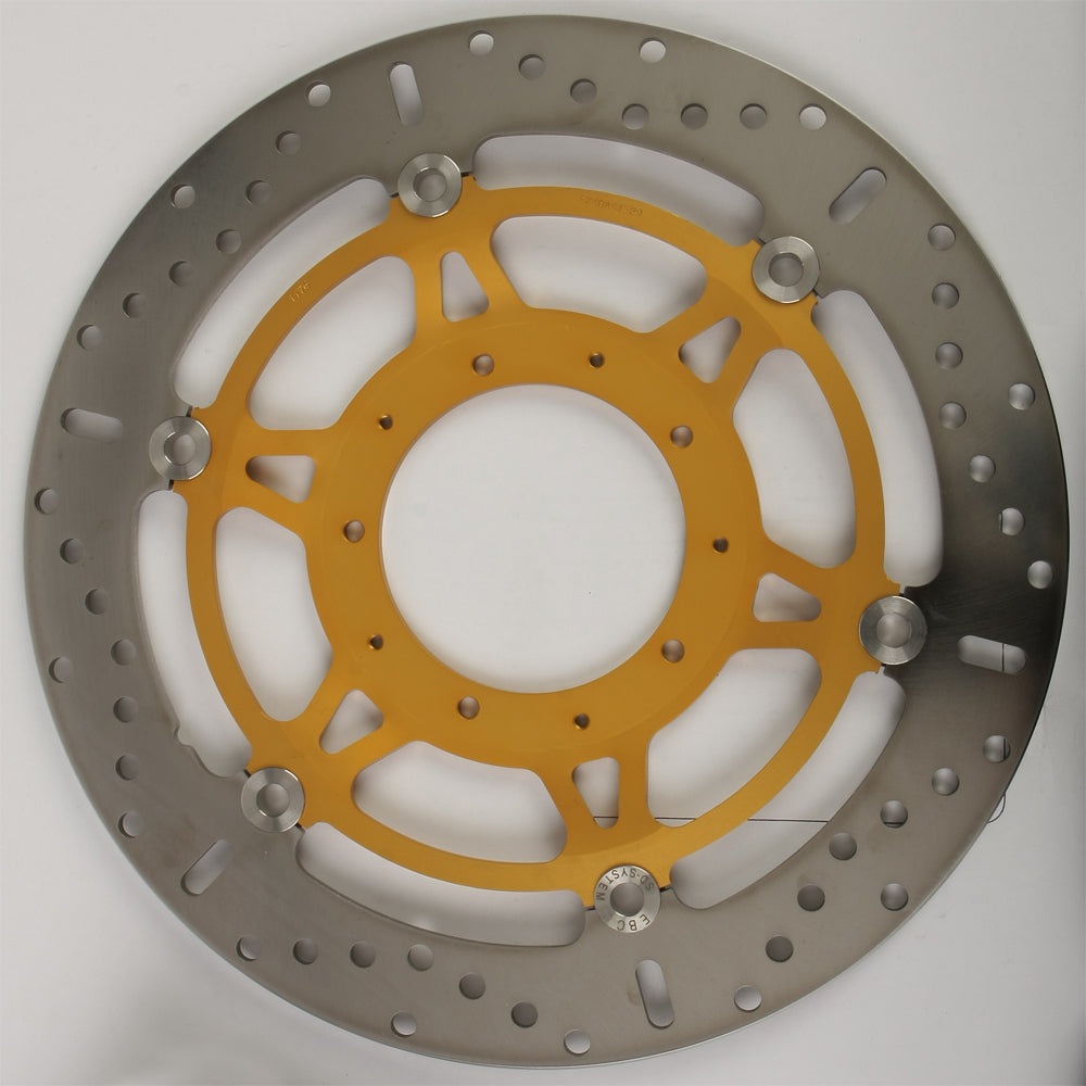 EBC Motorcycle Brakes Street Rotor 15-1176X, high-performance brake disc with drilled holes for improved stopping power.