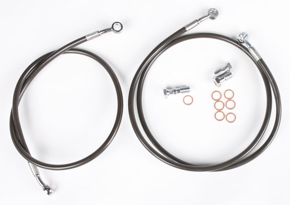 Streamline front brake line with smoke polish for RZR XP 900, featuring high-quality braided stainless steel construction.