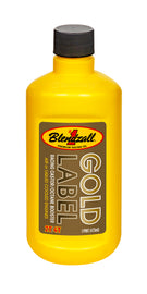 Blendzall Gold Label 16oz chemicals bottle with yellow cap and label, used for industrial or cleaning purposes.