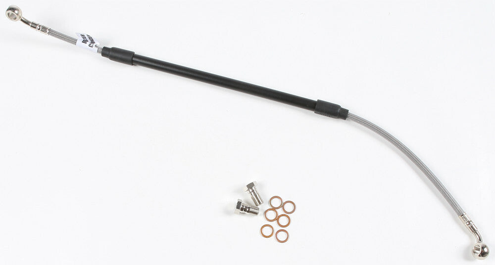 GBRAKES steel rear brake line for Yamaha motorcycles, showing the durable metal construction and fittings for reliable braking.